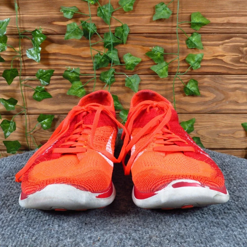 Nike Free Flyknit 4.0 Mens Running Shoes Size 9 Athletic Training Red Orange - Picture 5 of 9